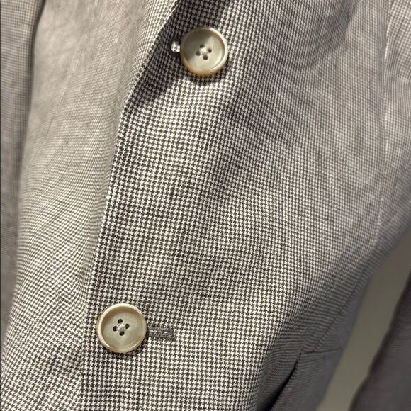 TALLIA Tan/ Brown Sport Coat  Linen Micro Houndstooth pattern size 44L - Picture 3 of 15